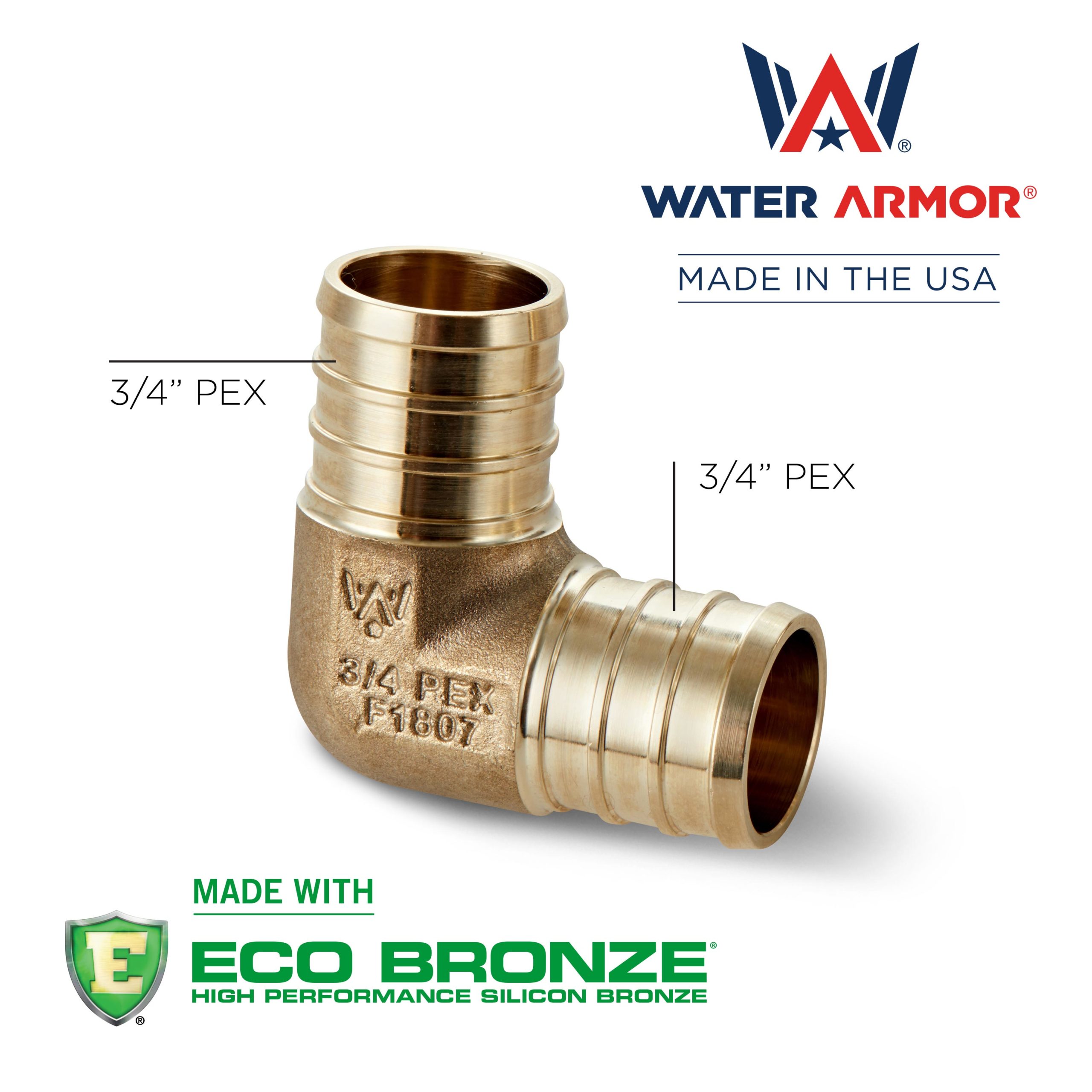 3/4" x 3/4" PEX Elbow Water Armor ECO Bronze