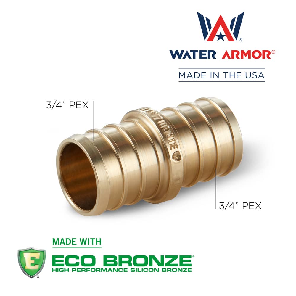 3/4" x 3/4" Water Armor PEX Coupling, Made With Eco Bronze