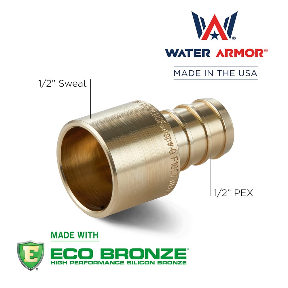 1/2" x 1/2" Water Armor Lead Free PEX Adapter Made With Eco Bronze