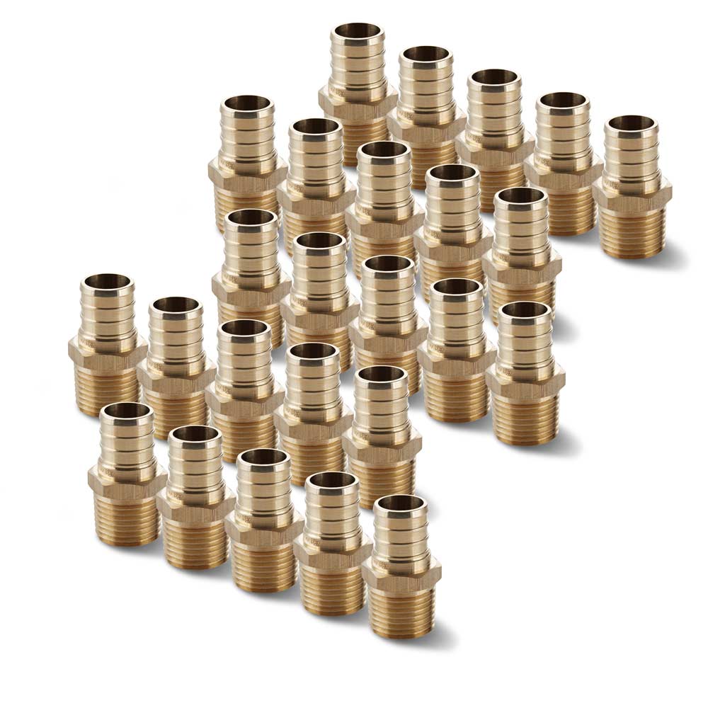1/2" x 3/4" Brass PEX, 25 Pack