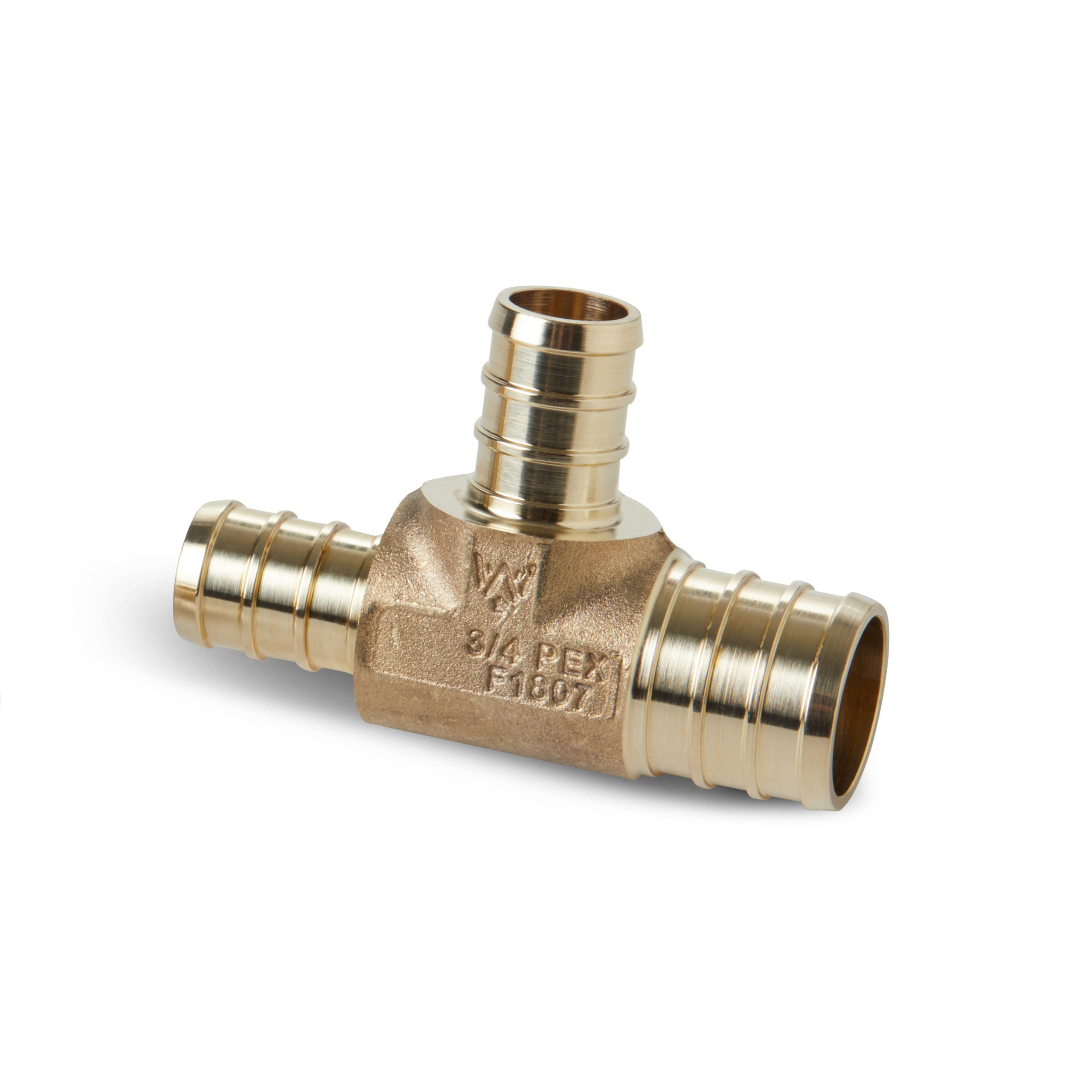 WA-3-4-x-1-2-x-1-2-PEX-reducing-tee-scaled-1.jpg 3/4" x 1/2" Brass PEX Reducing Tee