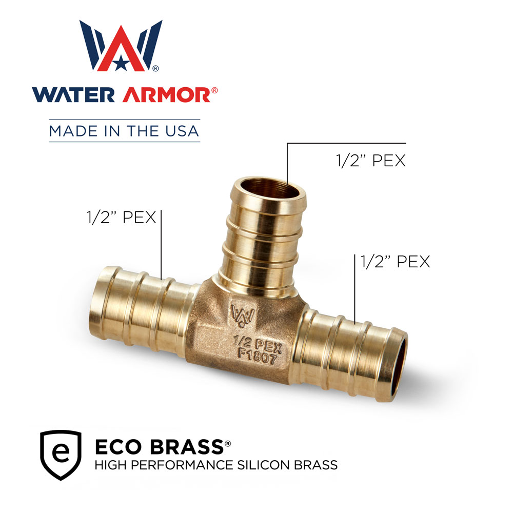 1/2" Brass PEX Tee Eco Brass
