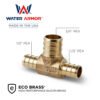 1/2" x 3/4" Brass PEX Tee Eco Brass