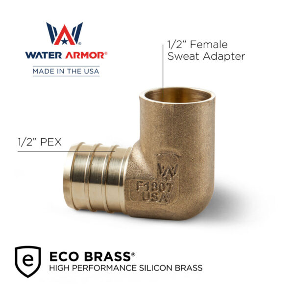 1/2" PEX x 1/2" Female Sweat Adapter Elbow Eco Brass