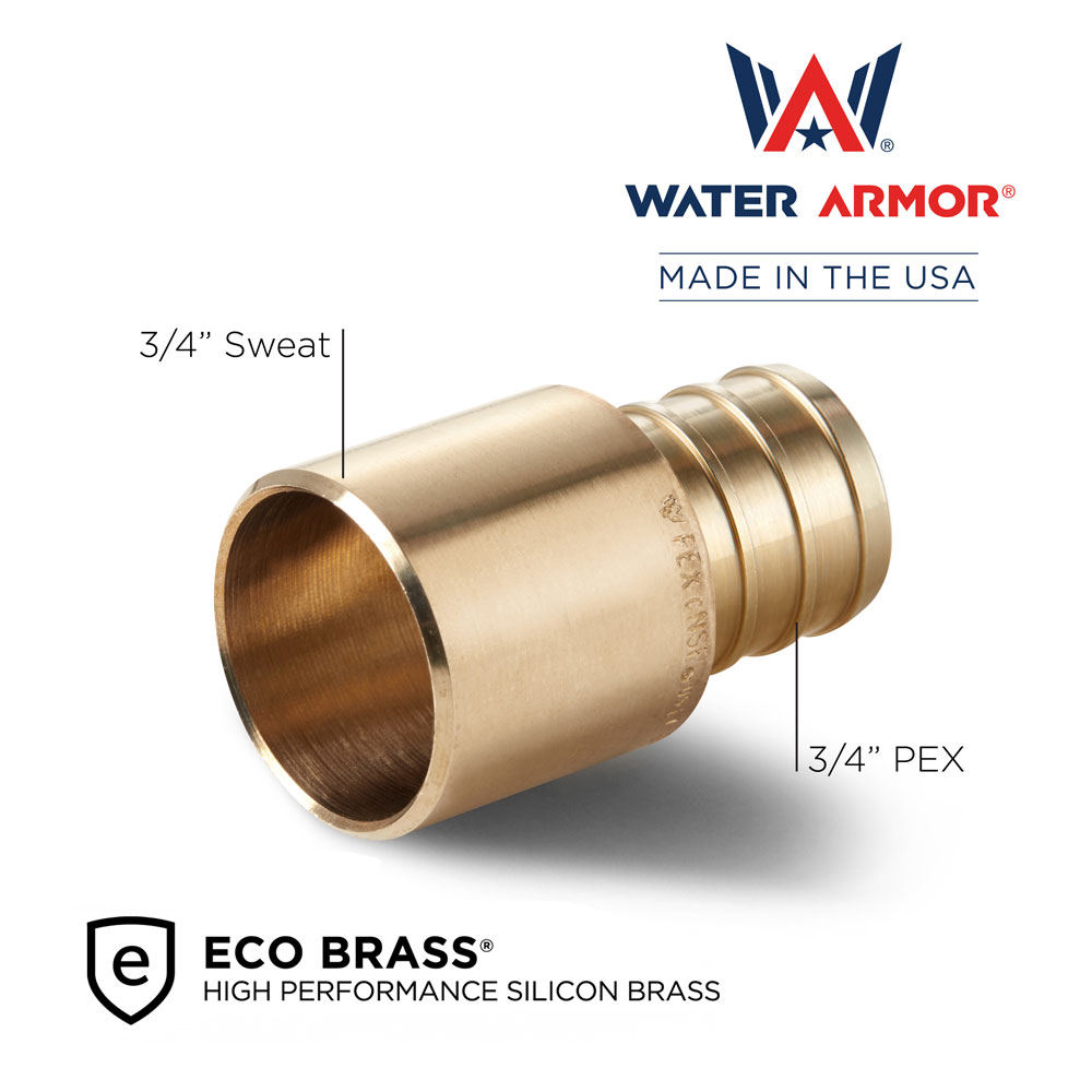 3/4" PEX x 3/4" Male Sweat Adapter Eco Brass